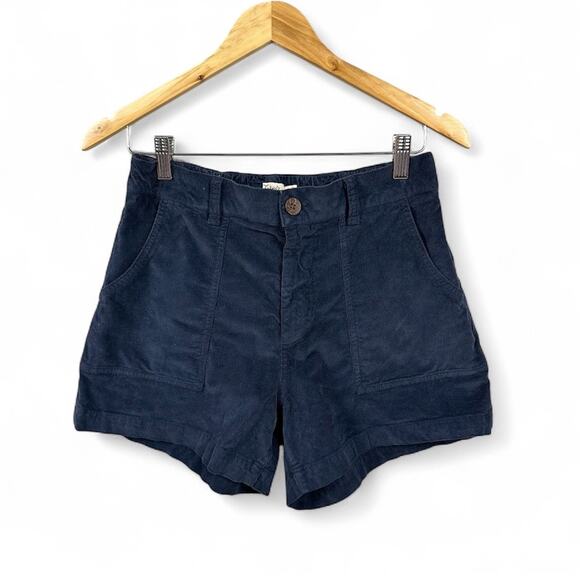 Faherty Cord Patch Pocket Shorts Size 6 Navy 4" Inseam Stretch Casual Boho - Picture 1 of 10
